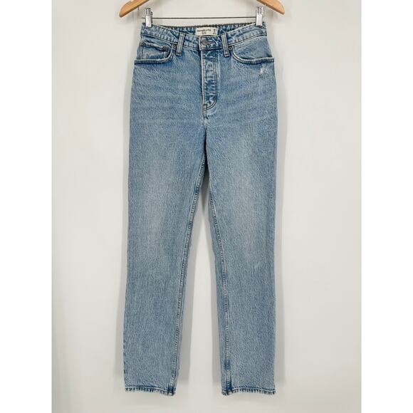 Abercrombie & Fitch The Dad High Rise Jeans Curve Love Light Wash Blue, 25 Long - Picture 2 of 9